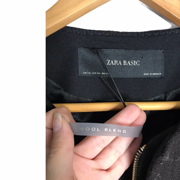 Zara | New Wool Blend Brown Long Coat Gold Zip Down - Picture 4 of 15